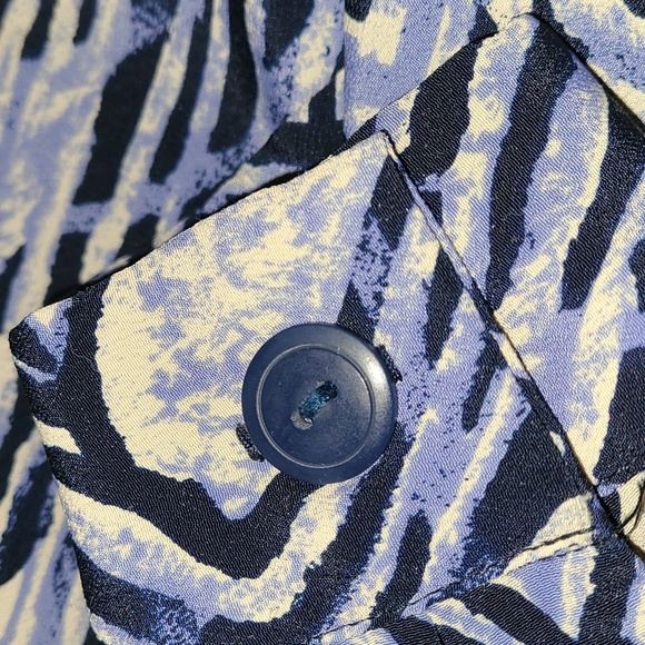 80s blue stripe tile print shirt - Picture 7 of 10